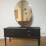 Coiffeuse vintage avec miroir ovale