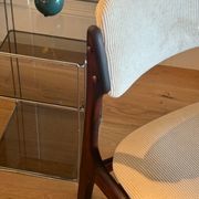 Pair of vintage Scandinavian chairs by Erik Buch model 49 in cream velvet.