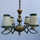 Art Deco brass and glass chandelier