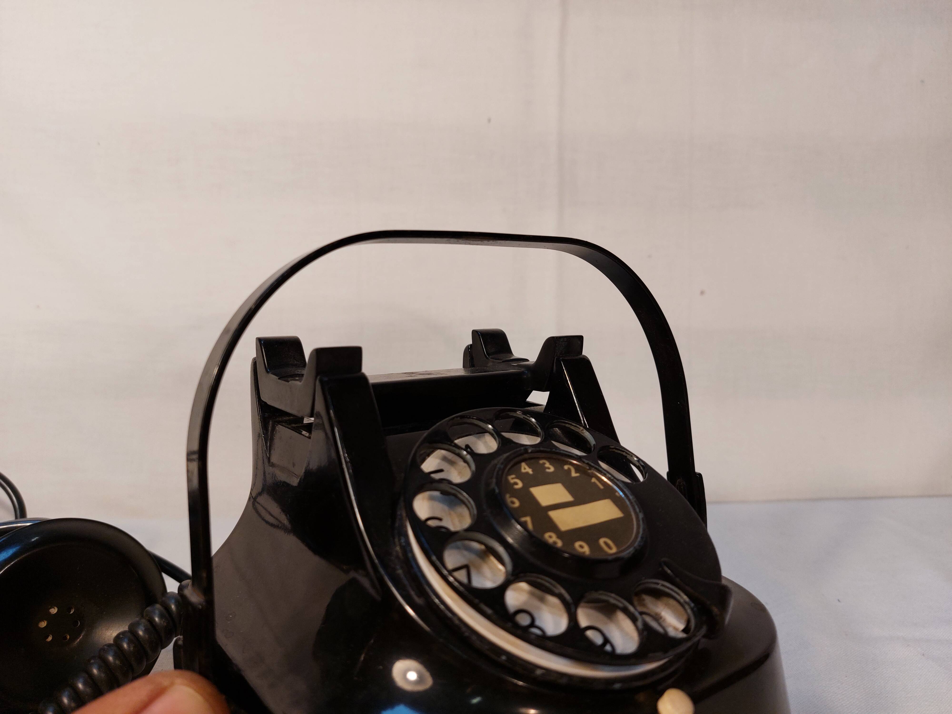 Old Belgian RTT 56B dial telephone in black bakelite