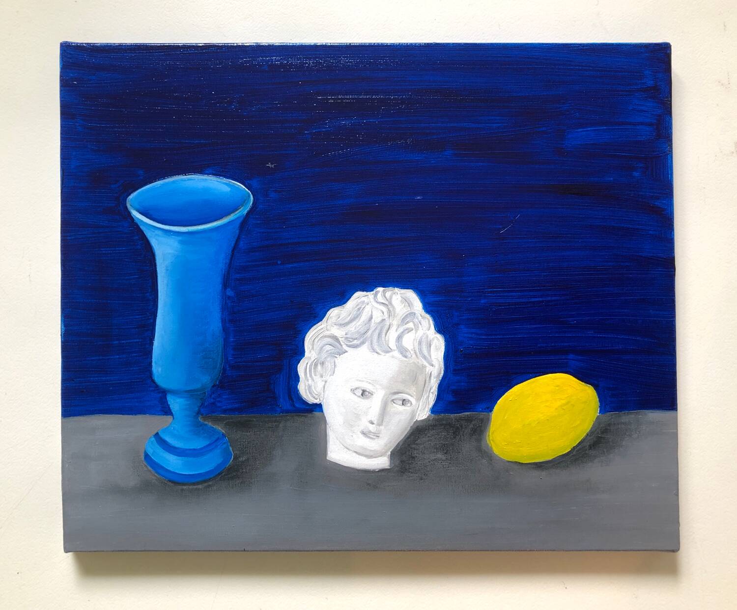 Blue oil painting still life