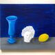 Blue oil painting still life