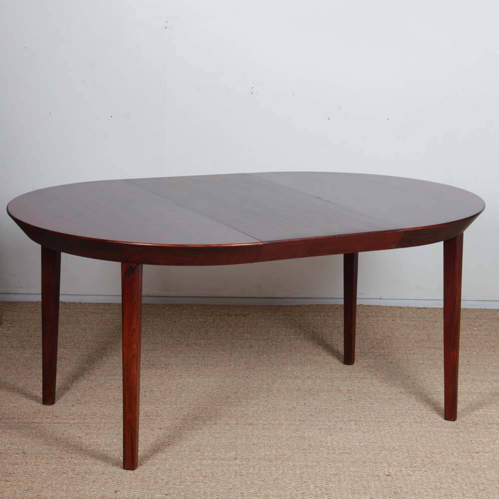 Round extendable table by Ole Hald for Gudme Møbelfabrik, 1960