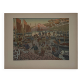 Lithograph by Henri Rivière At the Wind of Noroît - The Port