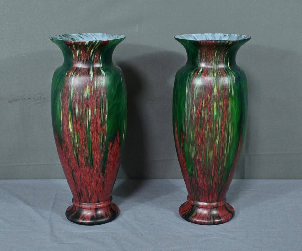 Pair of Glass Paste Vases – Mid 20th Century