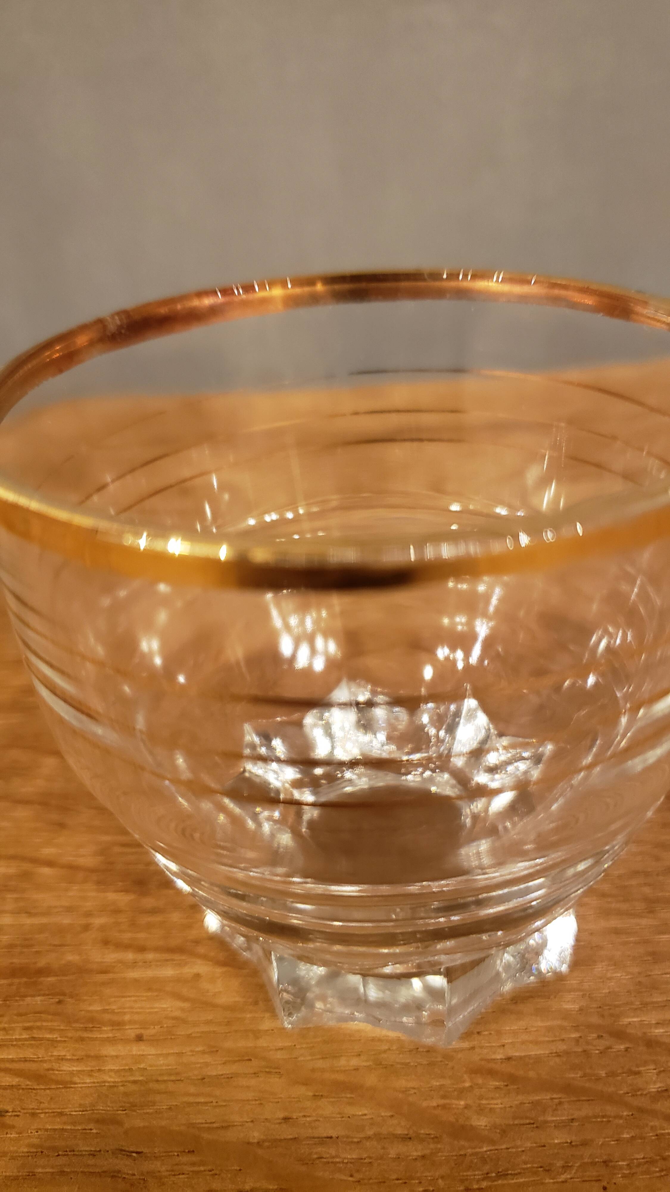 12 vintage glasses with star base and gold edging