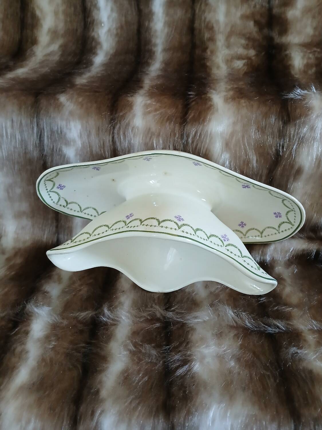 Antique sauce boat in Longwy ironstone.