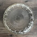 Vintage salad bowl in moulded glass and silver-plated metal.