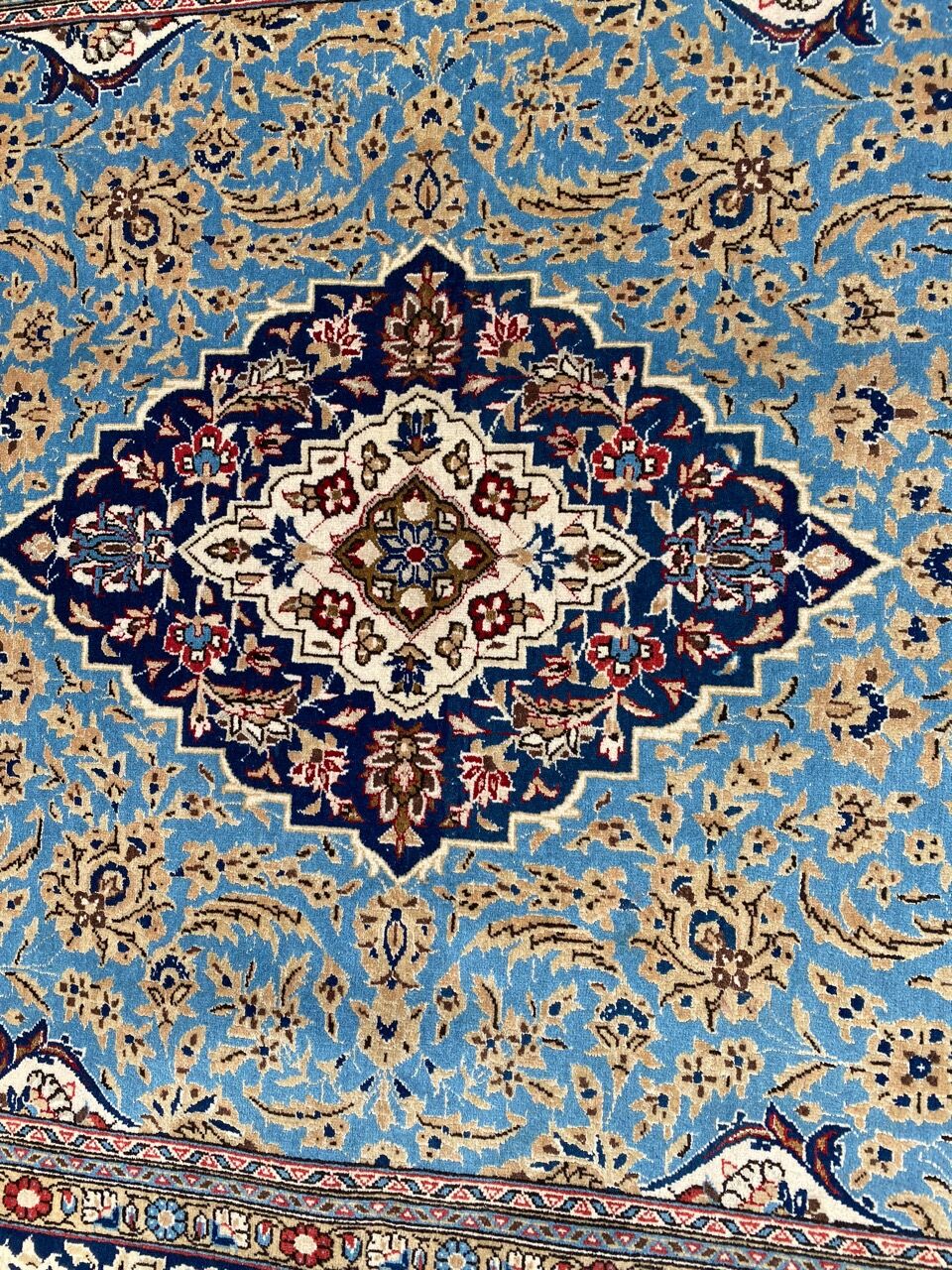 Ancient Persian carpet Ghoom wool and silk 142x222 cm
