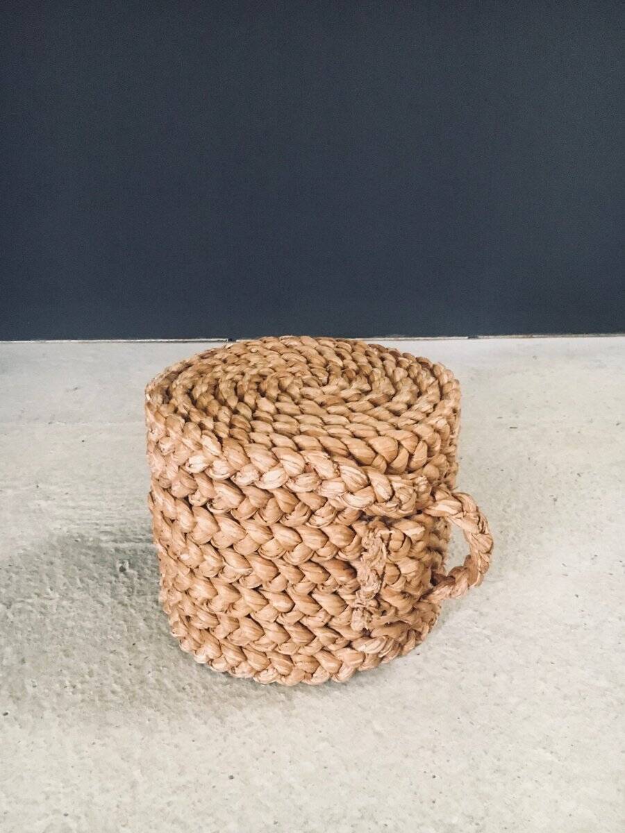 French Mediterranean Low Rope Stool by Audoux Minet, 1940s