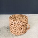French Mediterranean Low Rope Stool by Audoux Minet, 1940s