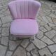 Mid-century cocktail chair in pink solid beech, 1950s compact fluted backrest.