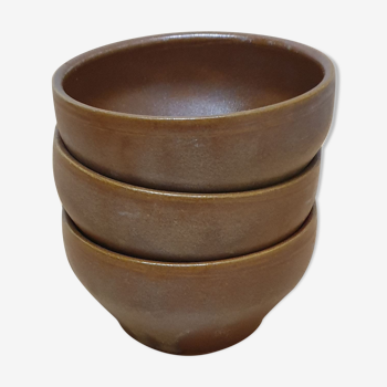 3 vintage stoneware bowls