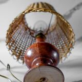 Wooden table lamp and rattan lampshade