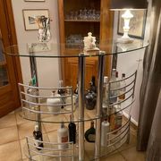 Bar in tempered glass and chrome L.120 x l.45 x H.107