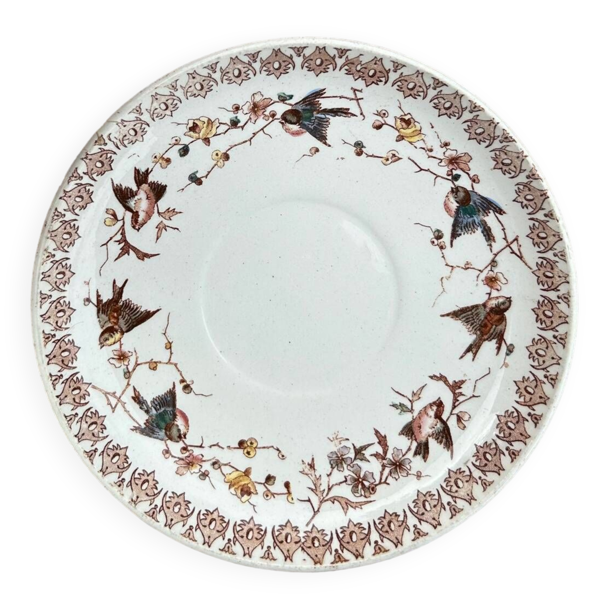 Polychrome iron earth saucer HB et Cie