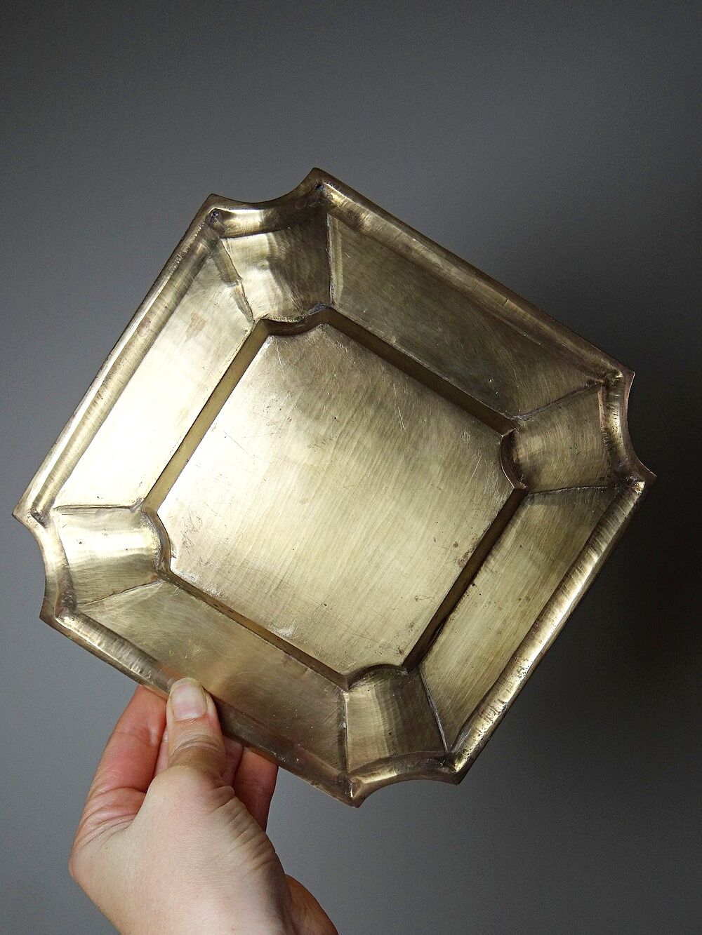 Art Deco brass catchall or ashtray, geometric, 1930s-1940s