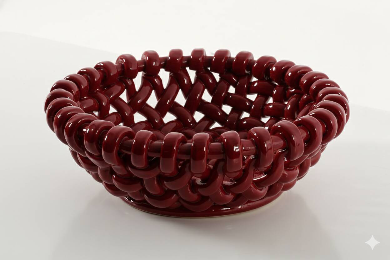 Jérôme Massier, woven ceramic fruit bowl for Vallauris, France.