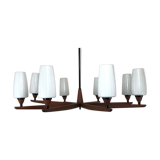 60s 70s teak chandelier Chandelier Uno & Osten Kristiansson for Luxus