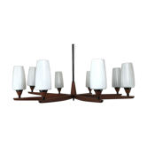 Lustre en teck des années 60 70 Lustre Uno & Osten Kristiansson pour Luxus