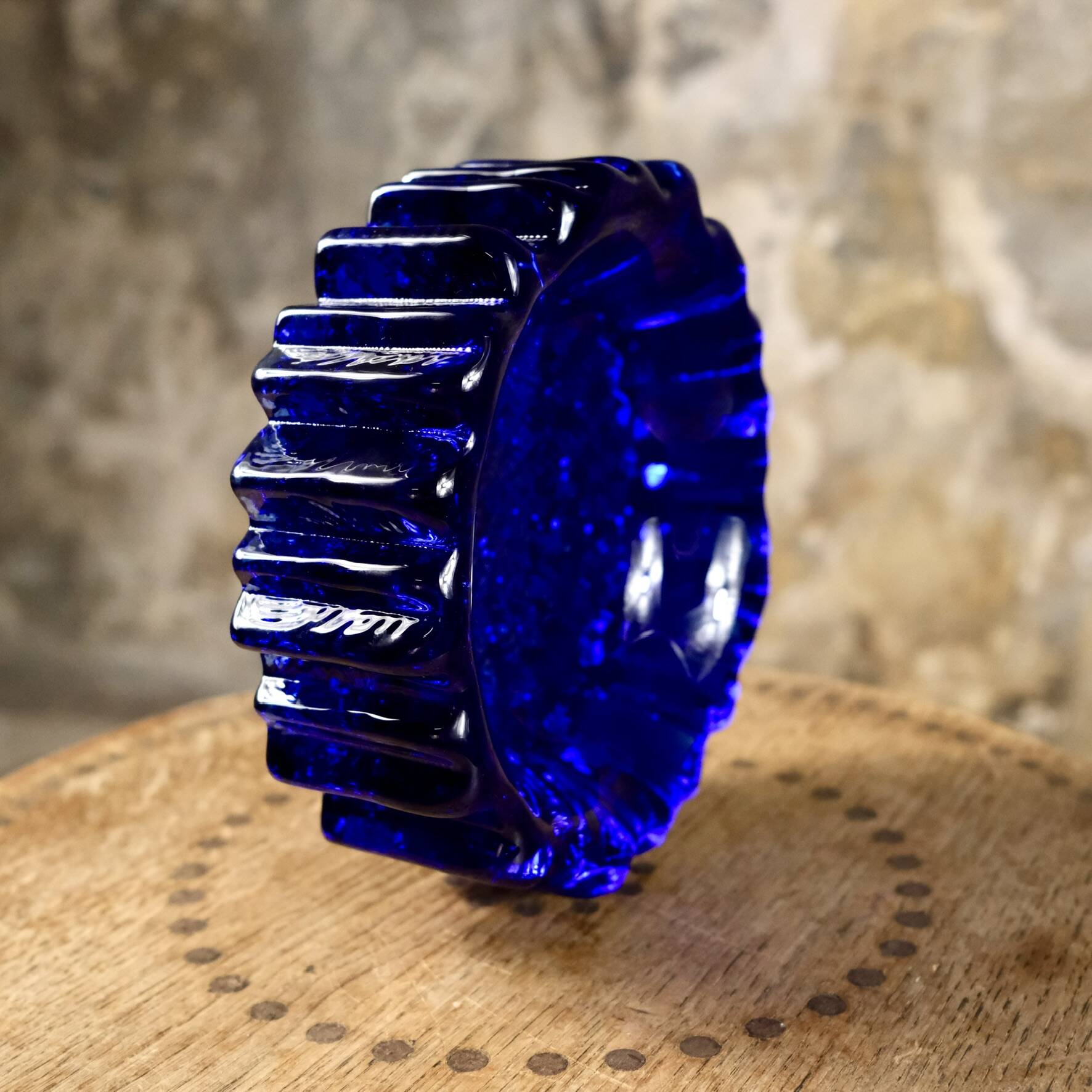 Glass crystal trinket tray by Willy Johansson for Hadeland, Norway, 1970s