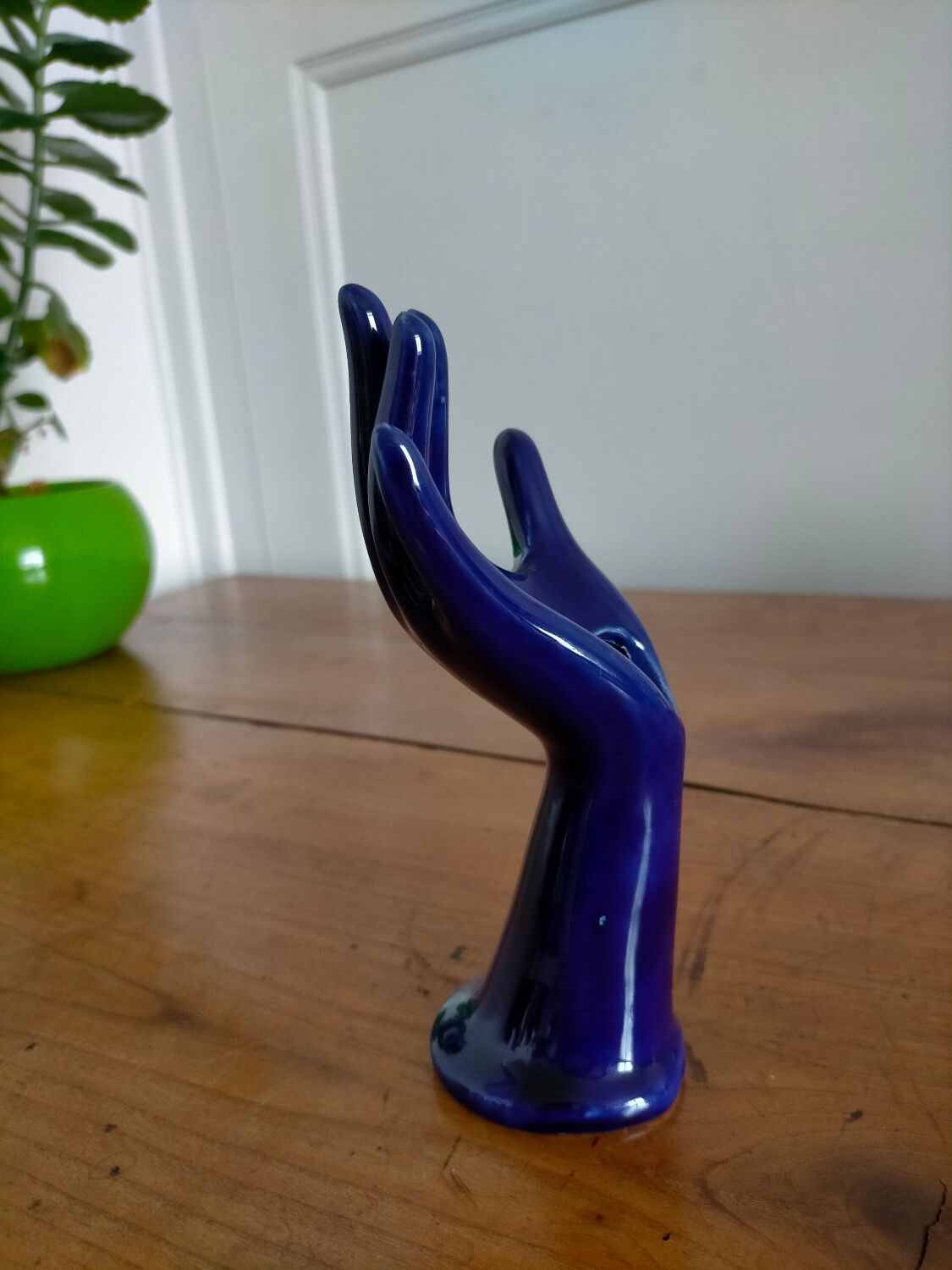 Hand navy blue ceramic vase