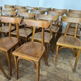 Series of 24 chairs bistrot wood curved 1960