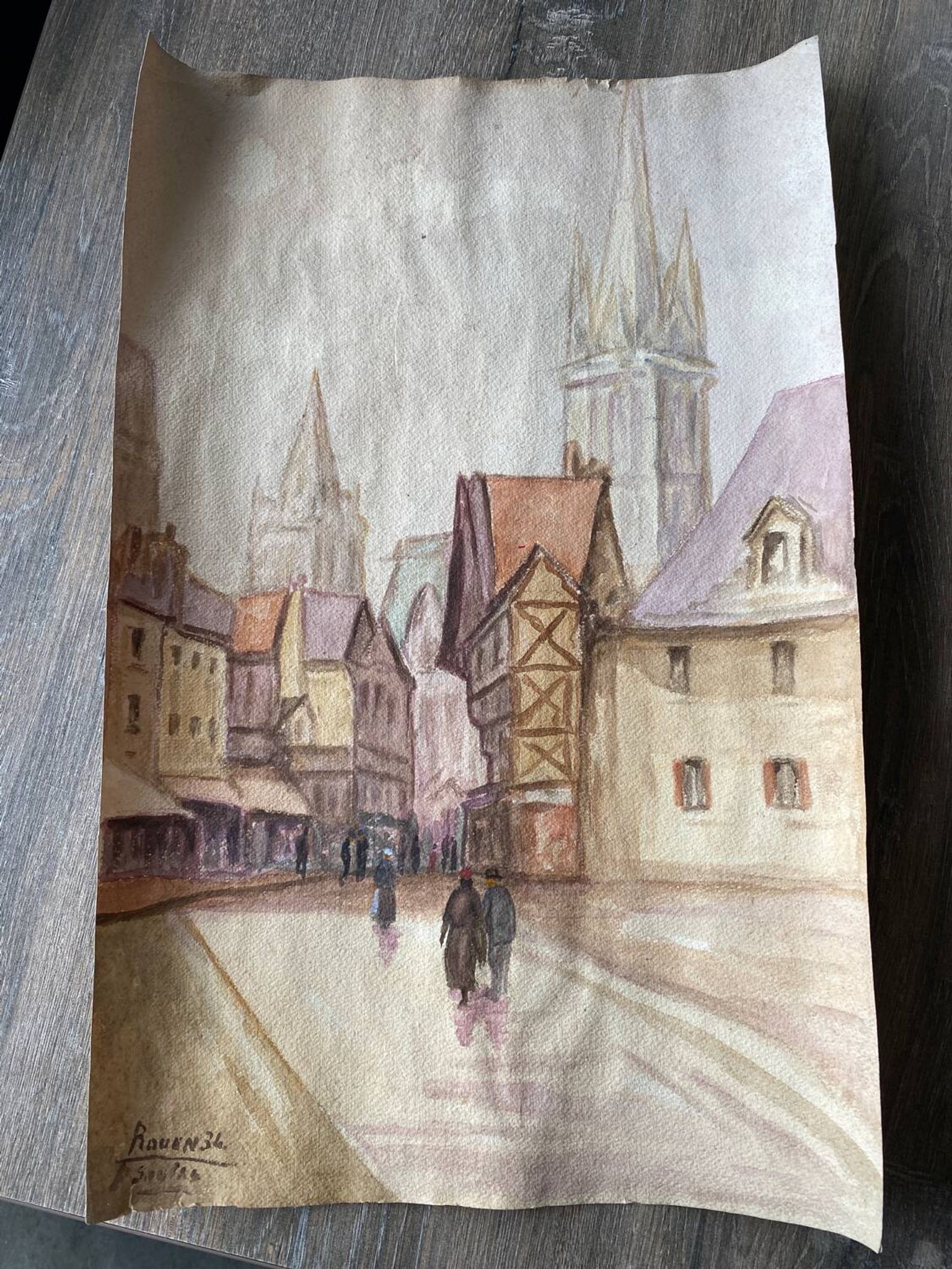 Watercolor Rouen, 1934