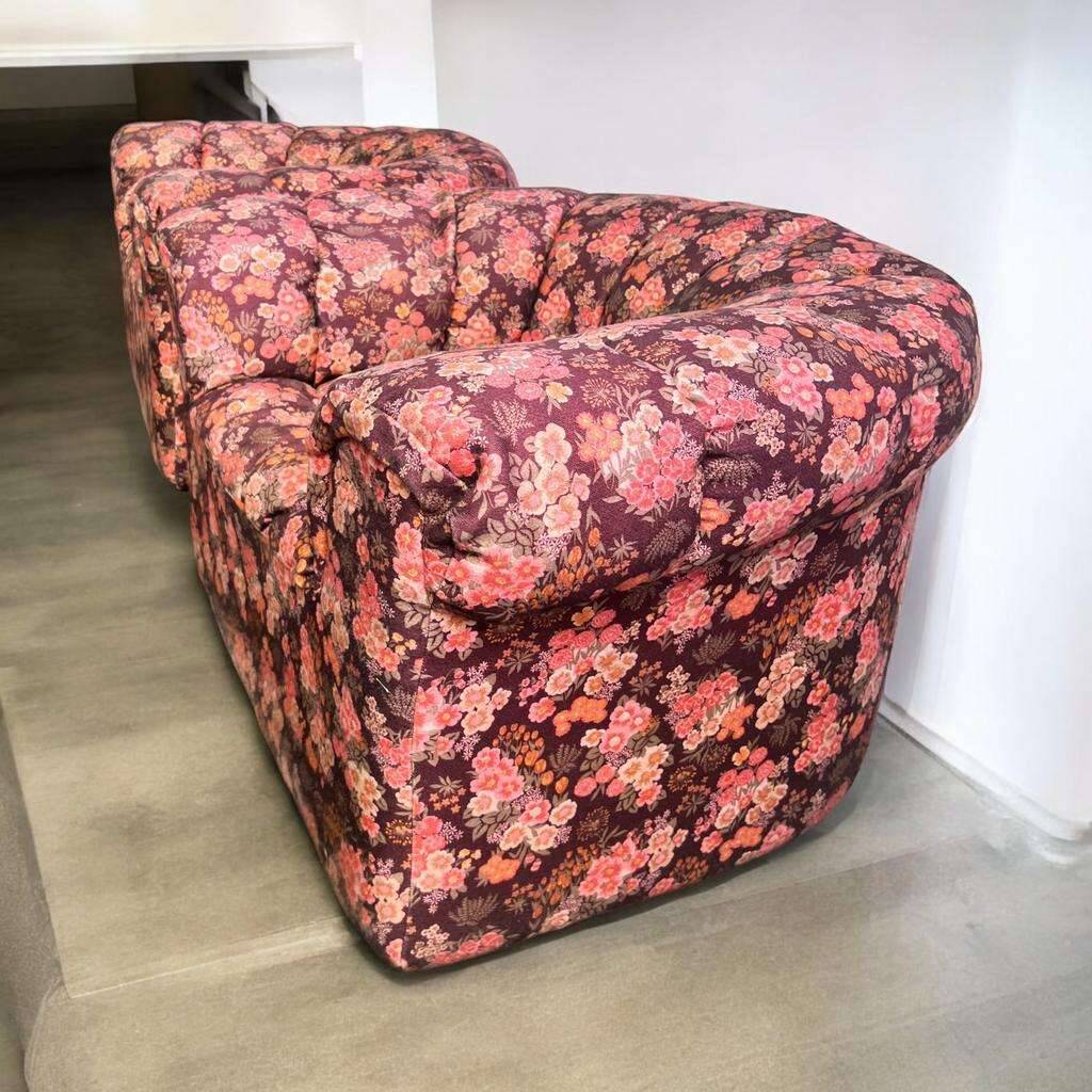 Ensemble de 2 banquettes/fauteuils/sièges fleuris vintage