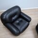 Pair of Mobil Girgi Sapporo armchairs black leather Italy 1970s