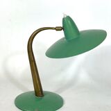 Mid-cenrury Italian Modern brass and green lacquer table lamp from 50s