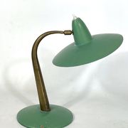 Mid-cenrury Italian Modern brass and green lacquer table lamp from 50s