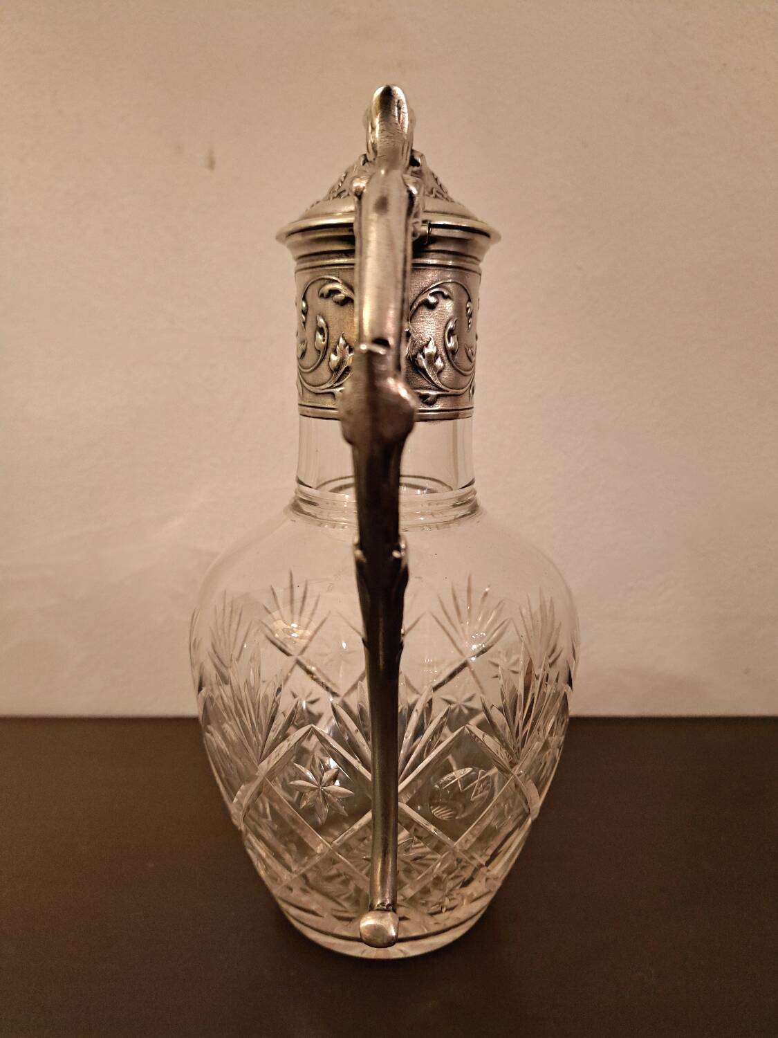 Gallia Christofle crystal and silver-plated metal jug