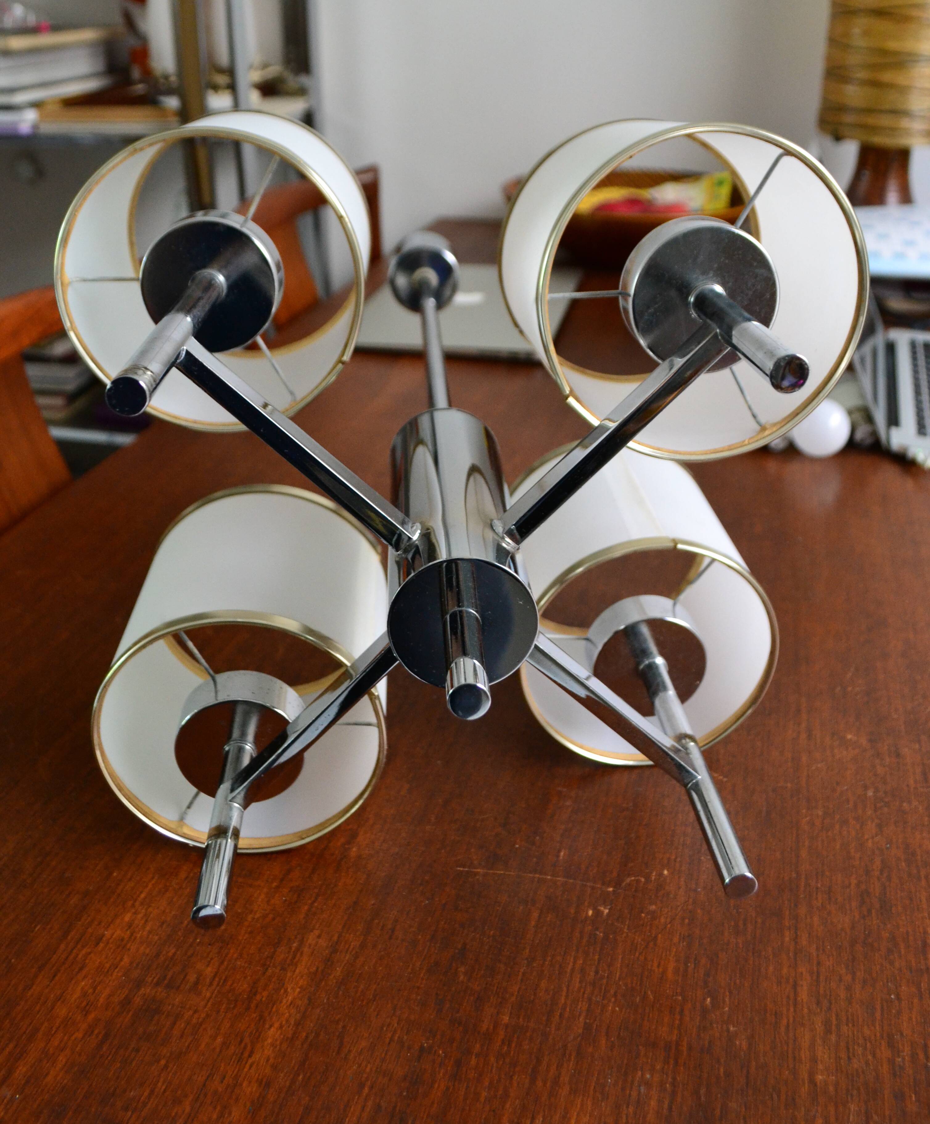 Sciolari 4-light chrome and rhodium lustre from the 1970s.