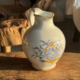 Carafe blanche peinte bouquet bleu et jaune H22