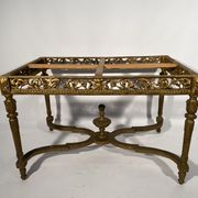 Middle wooden table with green-golden patina Louis XVI style, nineteenth century.