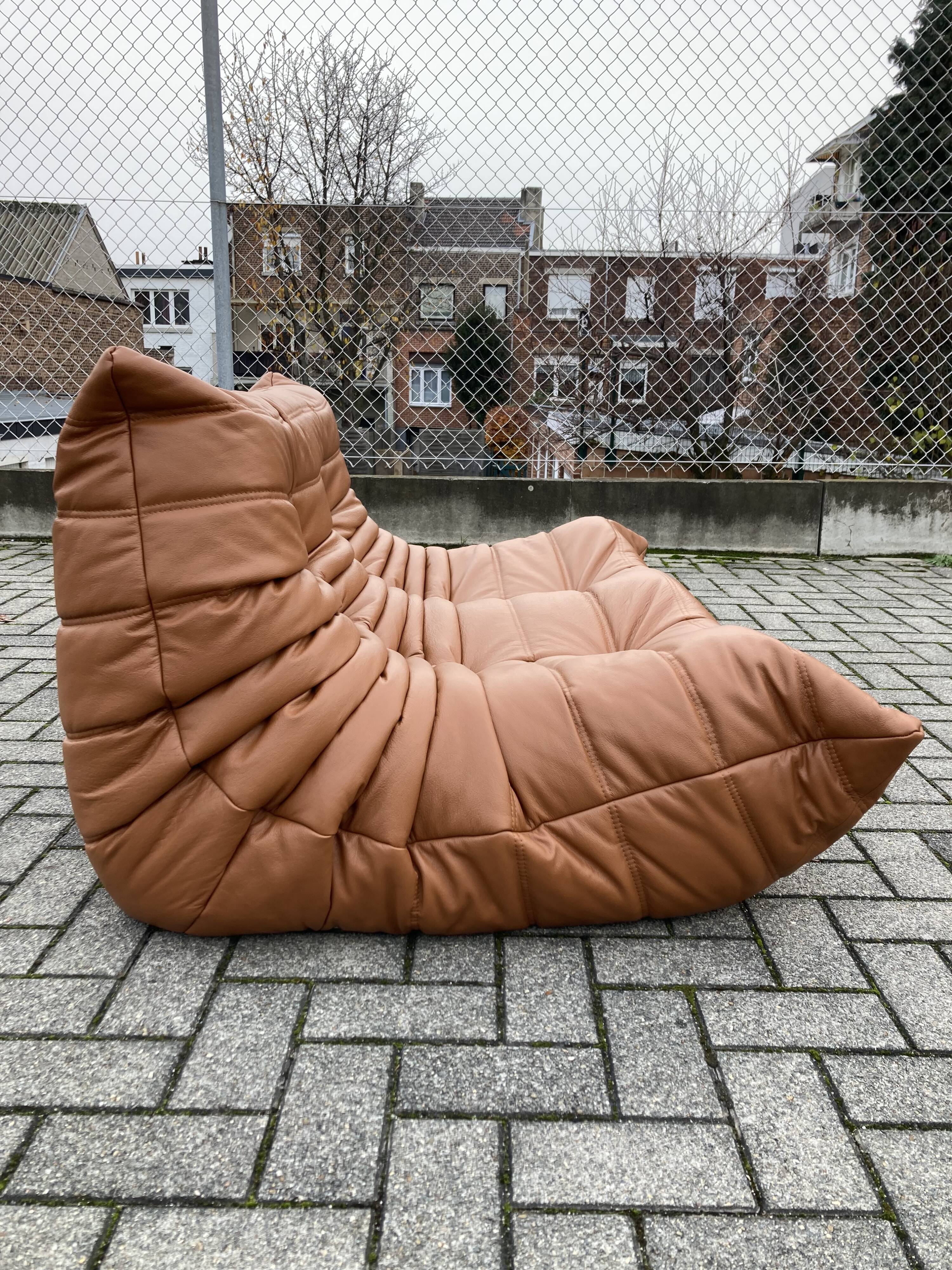 Ligne Roset Togo 2seater, Cognac Leather