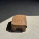 Small stool, teak footrest with short cut corners.