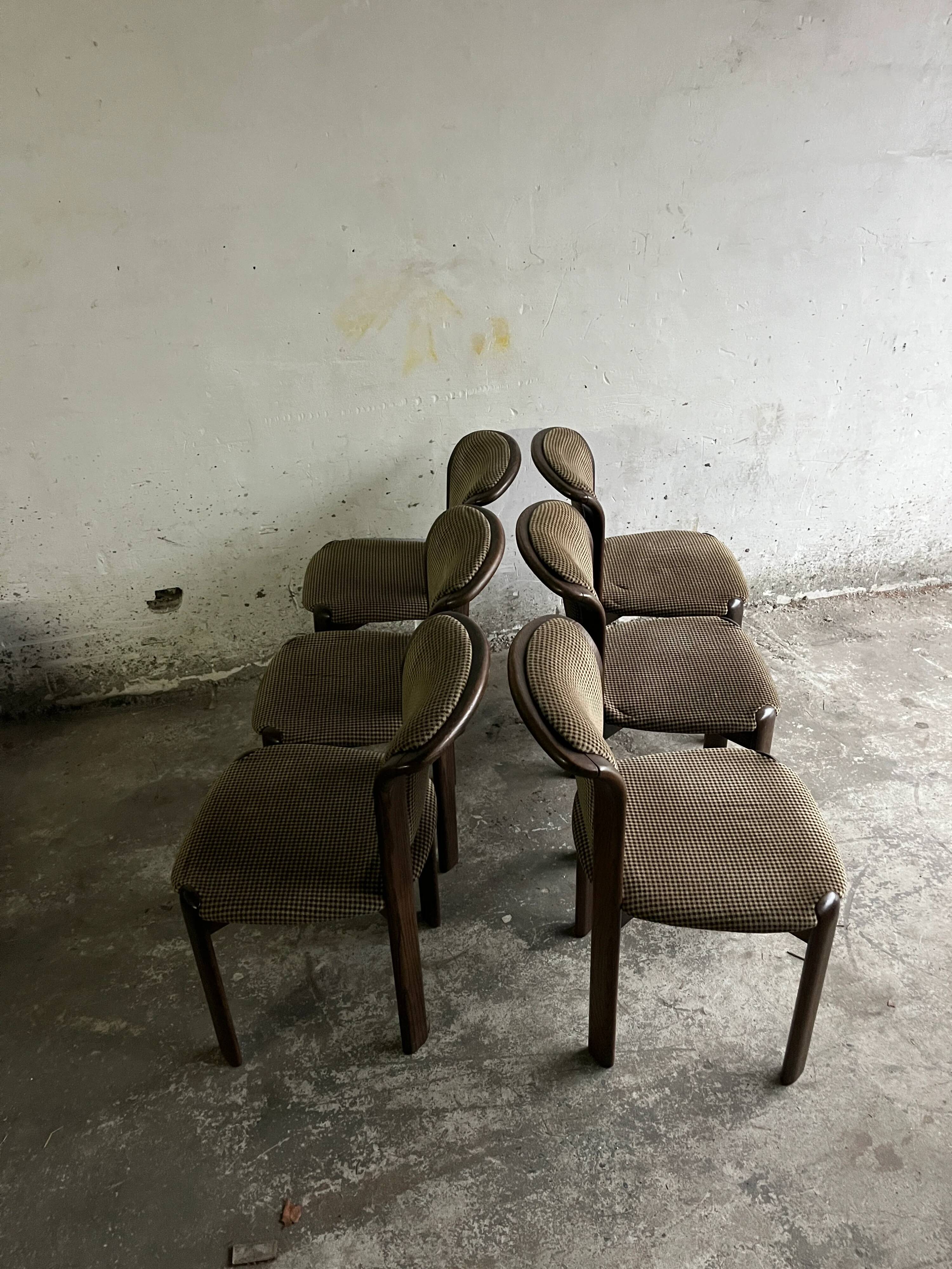 Vintage dining chairs with curved backrest – set of 6