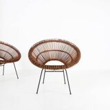 Pair of rattan Lounge Armchairs, 1960s