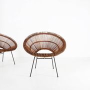 Pair of rattan Lounge Armchairs, 1960s