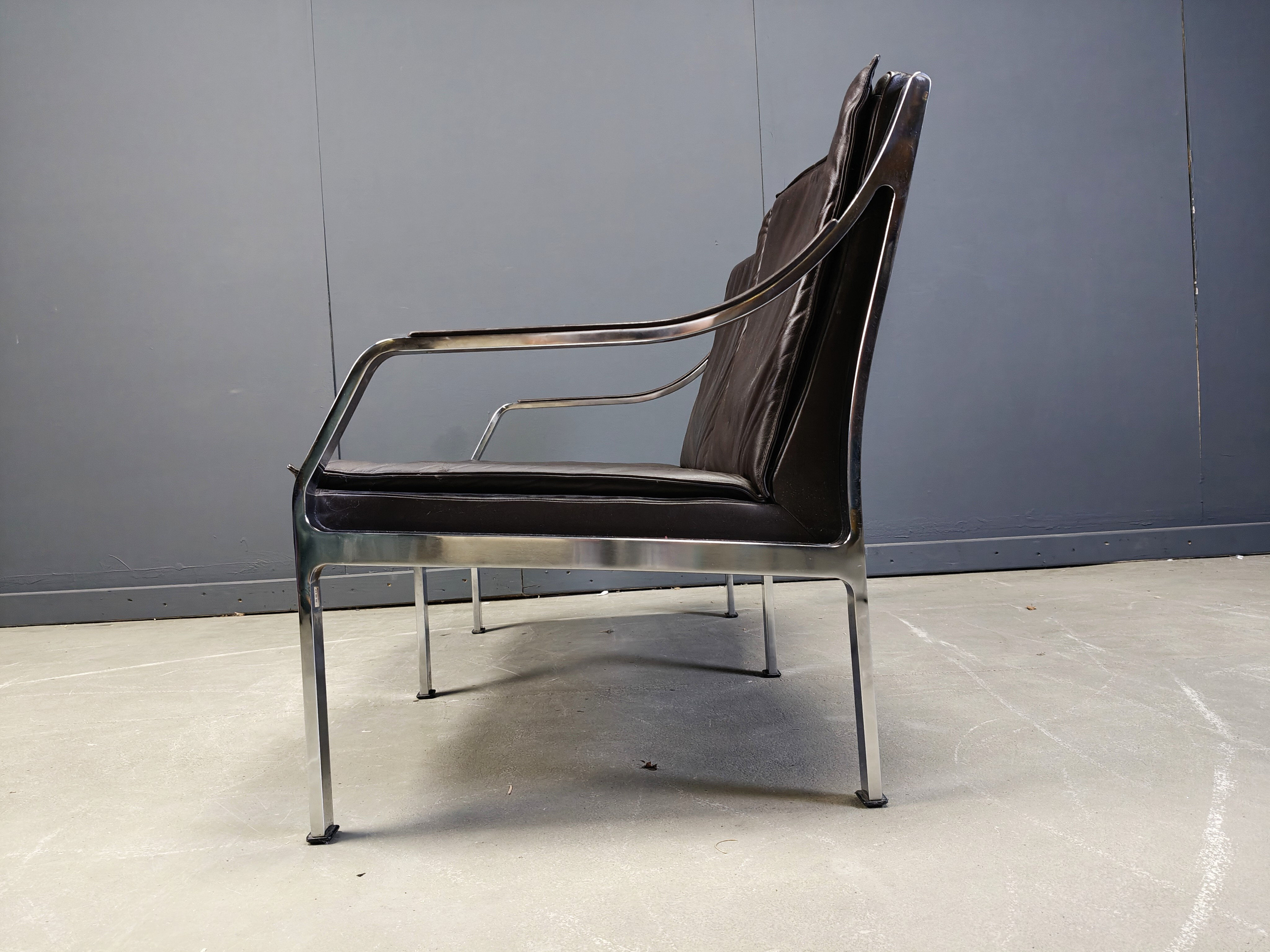 Leather sofa by Preben Fabricius and Jorgen Kastholm for Walter Knoll