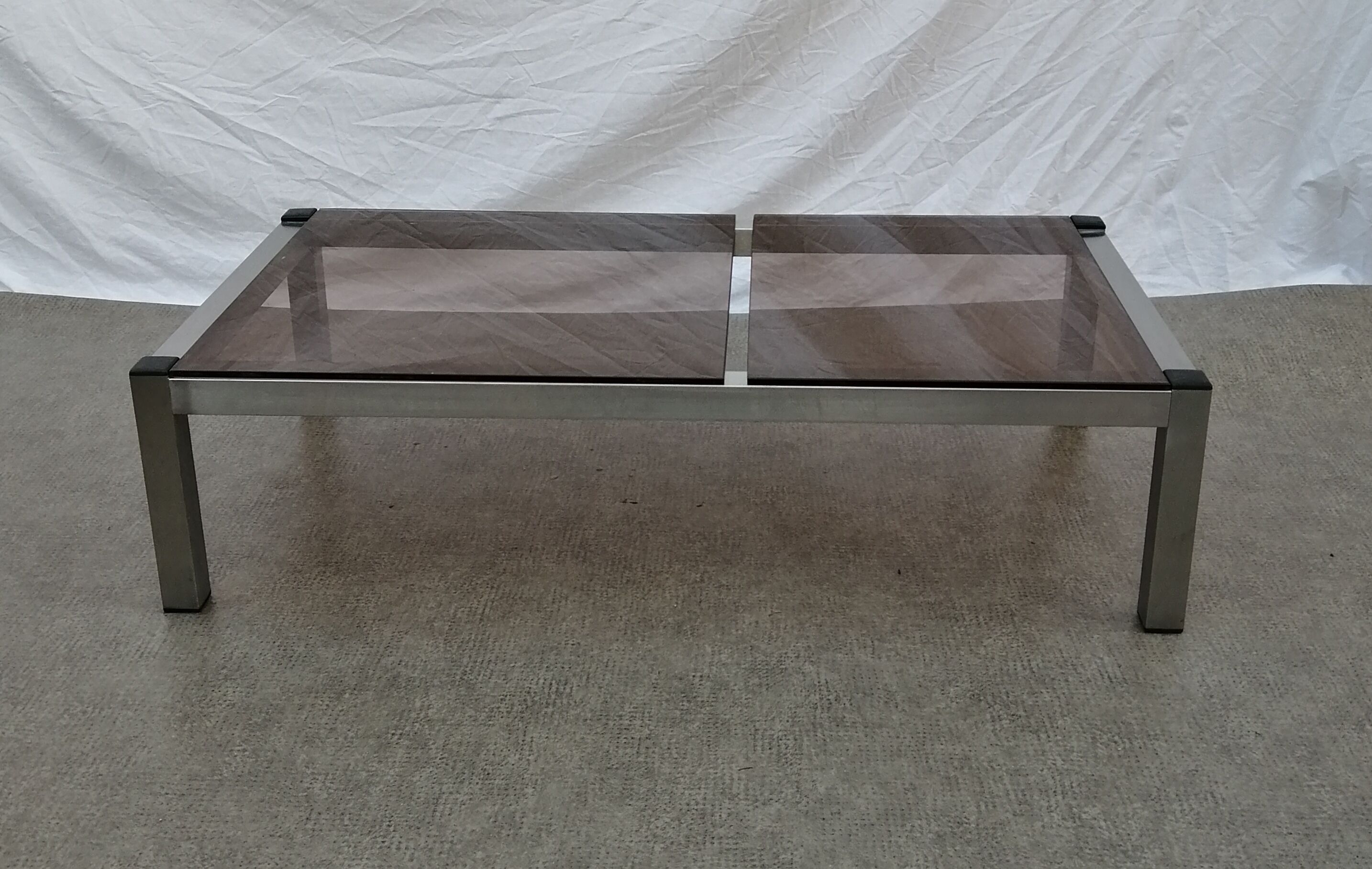 Coffee table smoked glass and aluminum, 1970