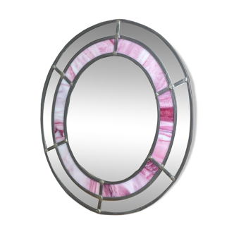 Oval mirror in stained glass style