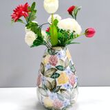 Painted Porcelain Flower Vase by Bassano with a Floral Pattern, Italy