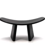 Black wooden Shoggi meditation stool by Alain Gaubert, 1980s vintage