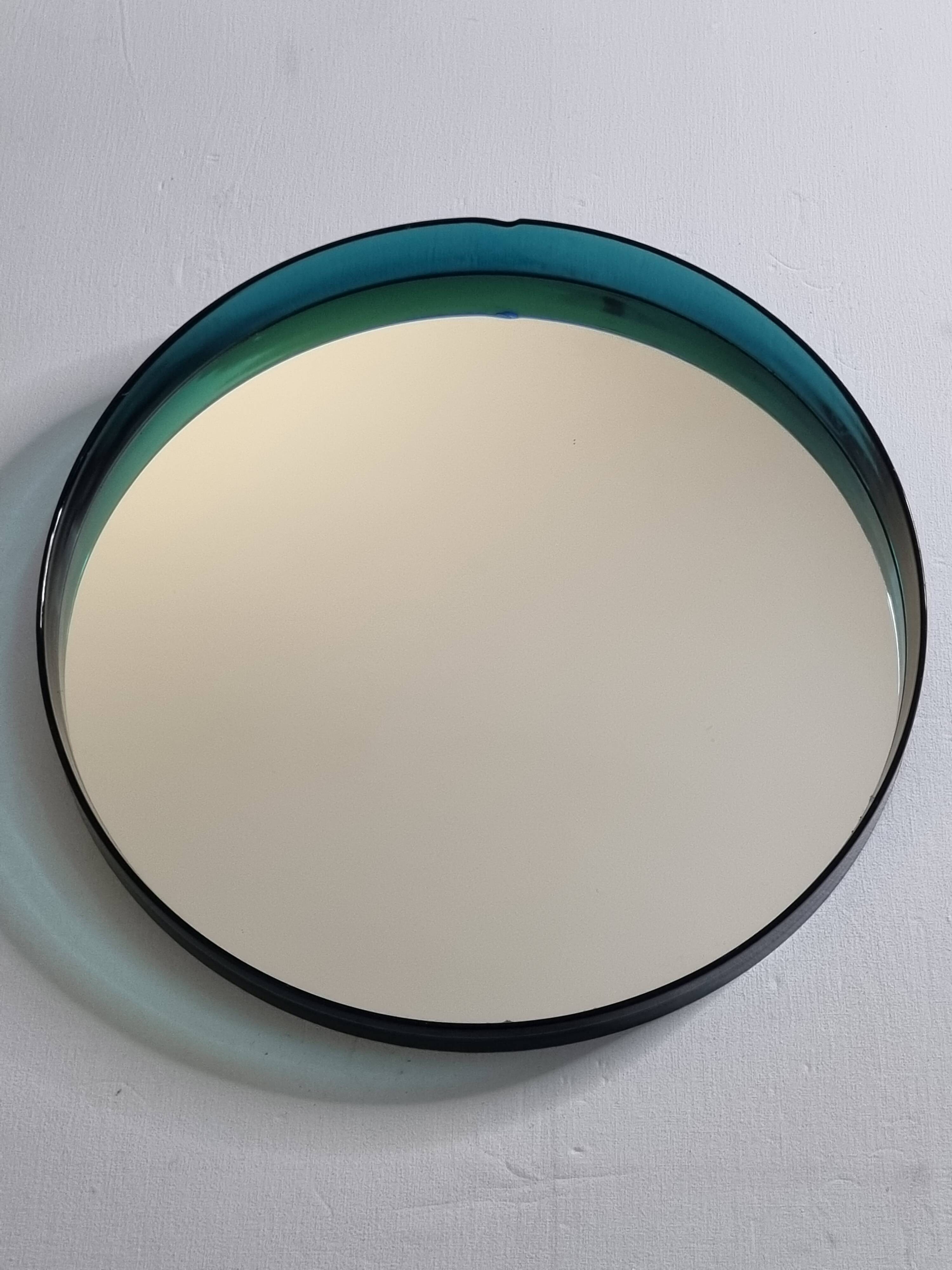 Syla 710 Blue Round Cap Mirror, 1970s, 47 cm