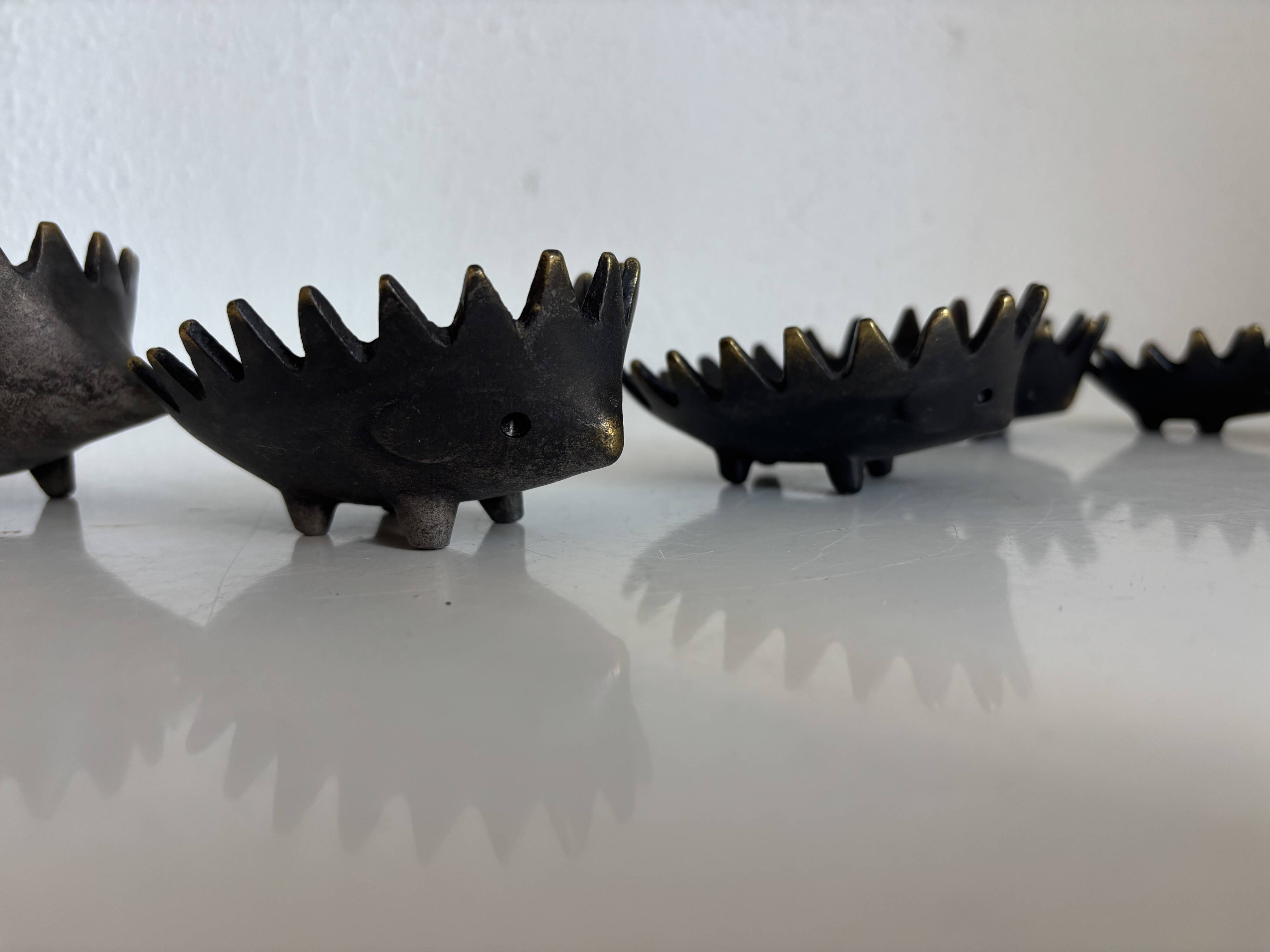 Vintage 1950 hedgehog ashtrays by Walter Bosse for Hertha Baller