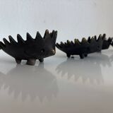 Vintage 1950 hedgehog ashtrays by Walter Bosse for Hertha Baller
