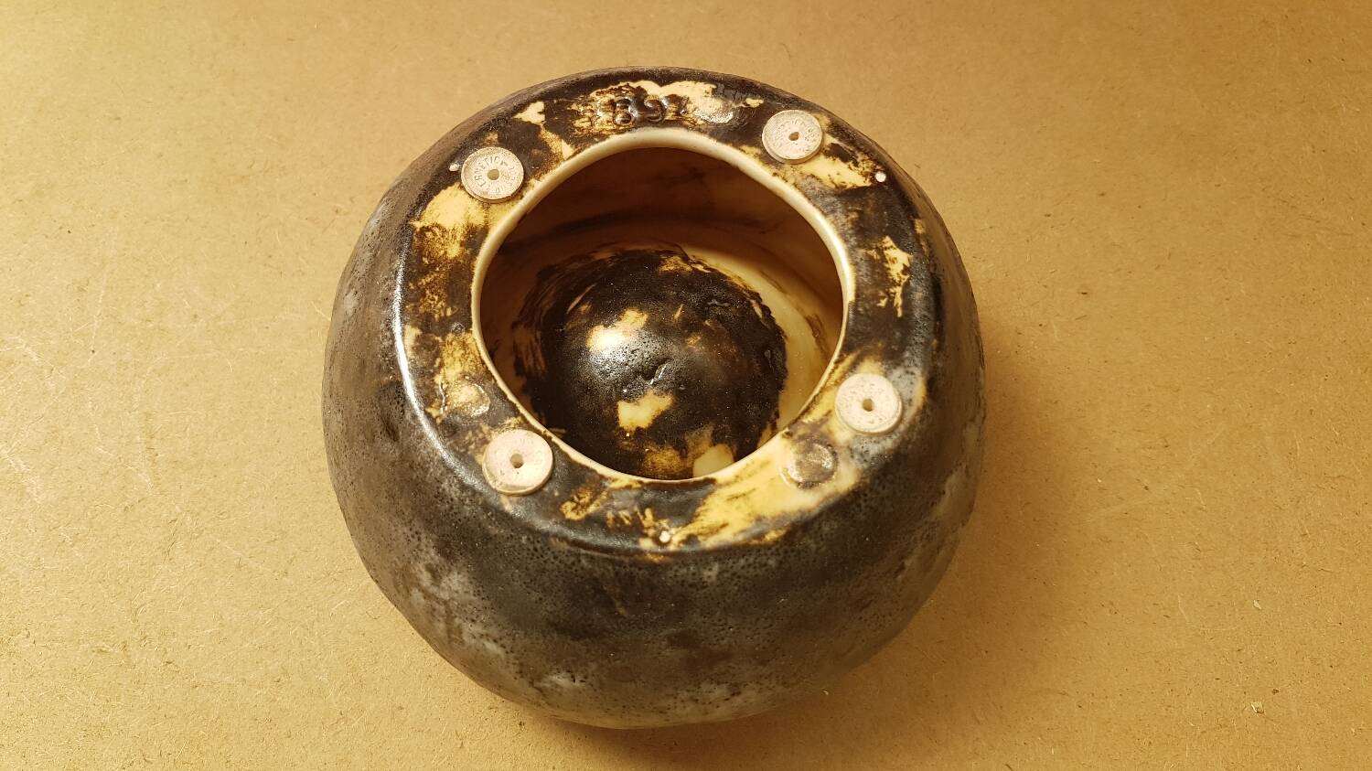 Old gray ceramic ashtray 70s vintage